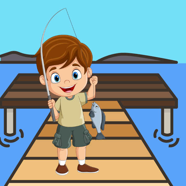 Boy Fishing on Dock